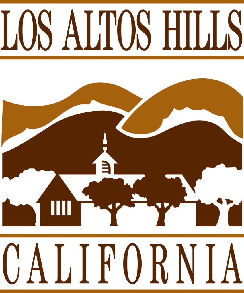 Los Altos Hills California official logo with stylized buildings and trees.