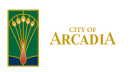 The city of arcadia logo on a green background
